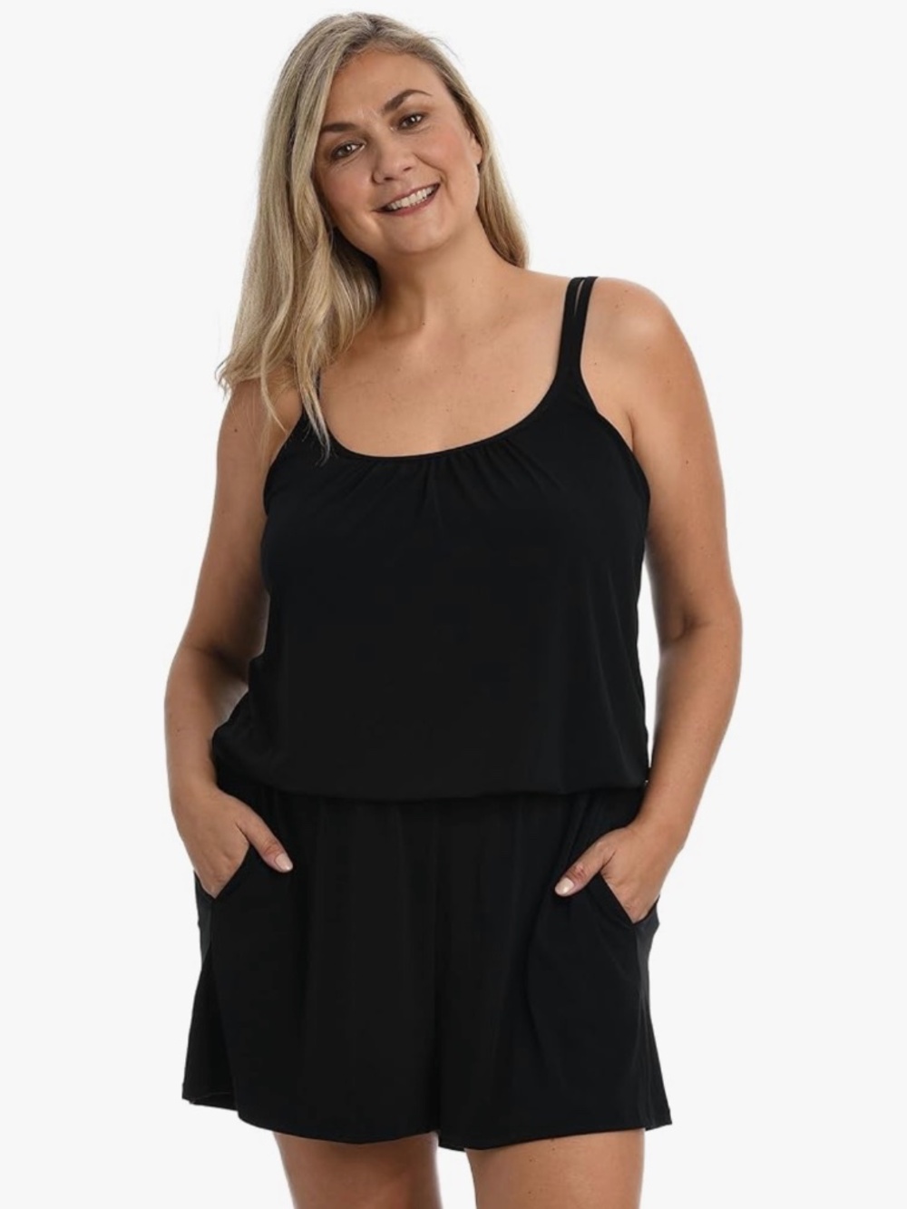 Maxine of Hollywood - Women's Plus Size Swimsuit/Romper - Black - Size 24W